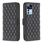 Custodia per telefono a conchiglia in pelle con portafoglio Diamond Lattice, For Xiaomi 12T / 12T Pro / Redmi K50 Ultra