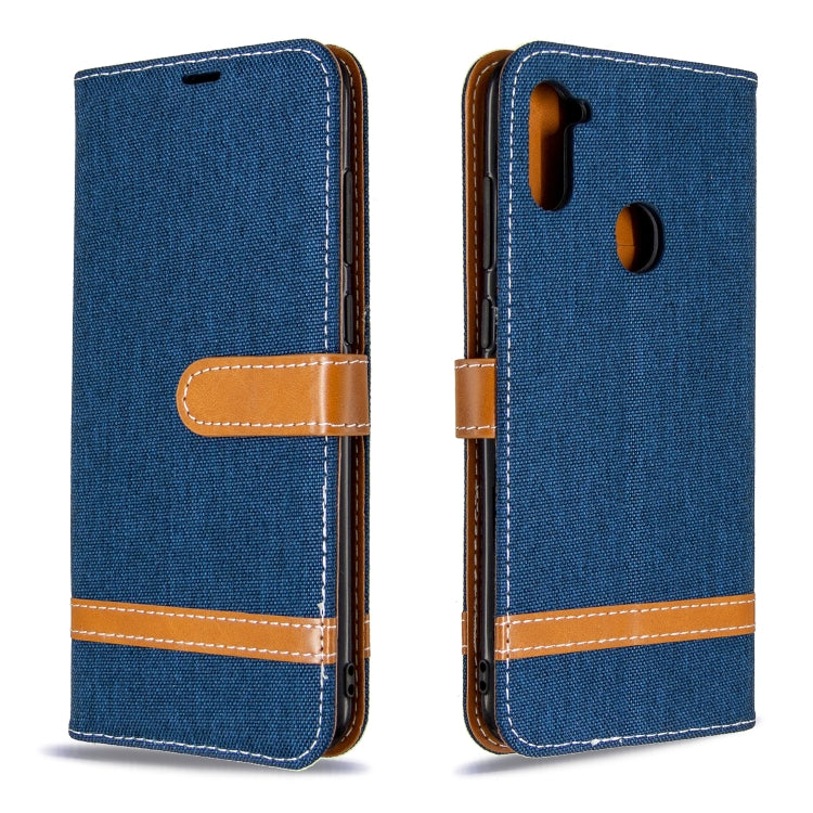 Custodia portafoglio in pelle con denim per Samsung Galaxy A11