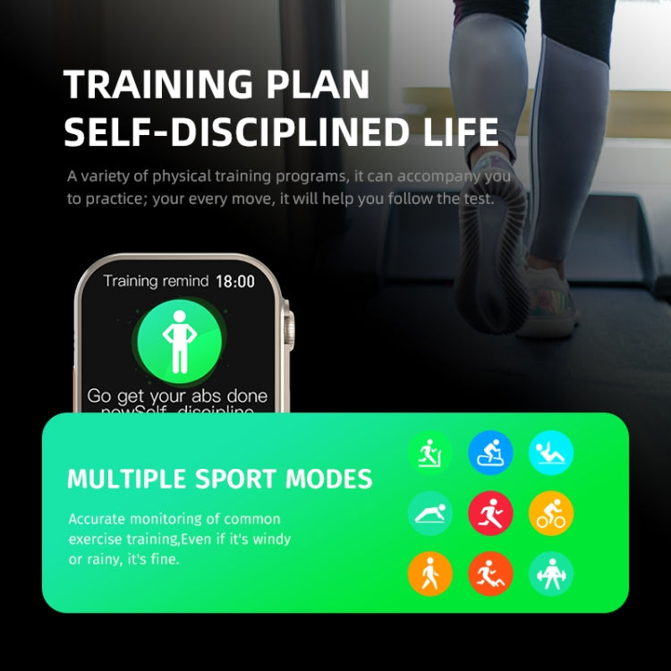HW8 Ultra Smartwatch con schermo TFT da 2,02 pollici, supporto impermeabile IP67 Monitoraggio della frequenza cardiaca e dell'ossigeno nel sangue / Modalità sportive multiple