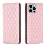 Custodia per telefono a conchiglia in pelle magnetica Diamond Lattice, For iPhone 14 Pro Max, For iPhone 14 Pro, For iPhone 14 Plus, For iPhone 14