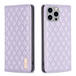 Custodia per telefono a conchiglia in pelle magnetica Diamond Lattice, For iPhone 14 Pro Max, For iPhone 14 Pro, For iPhone 14 Plus, For iPhone 14
