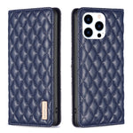 Custodia per telefono a conchiglia in pelle magnetica Diamond Lattice, For iPhone 14 Pro Max, For iPhone 14 Pro, For iPhone 14 Plus, For iPhone 14
