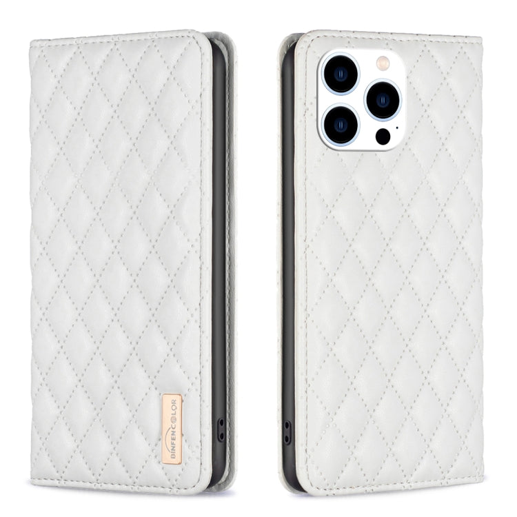 Custodia per telefono a conchiglia in pelle magnetica Diamond Lattice, For iPhone 14 Pro Max, For iPhone 14 Pro, For iPhone 14 Plus, For iPhone 14