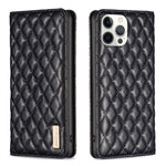 Custodia per telefono a conchiglia in pelle magnetica Diamond Lattice, For iPhone 13 Pro Max, For iPhone 13 Pro, For iPhone 13, For iPhone 12 Pro Max