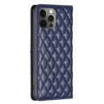 Custodia per telefono a conchiglia in pelle magnetica Diamond Lattice, For iPhone 12 / 12 Pro, For iPhone 11 Pro Max, For iPhone 11 Pro, For iPhone 11