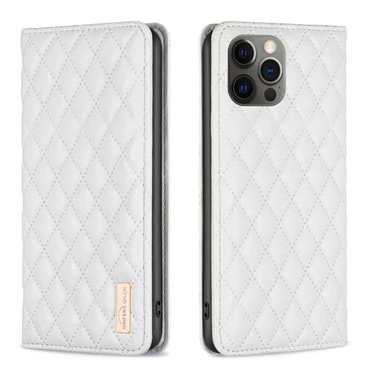 Custodia per telefono a conchiglia in pelle magnetica Diamond Lattice, For iPhone 12 / 12 Pro, For iPhone 11 Pro Max, For iPhone 11 Pro, For iPhone 11