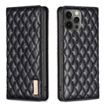 Custodia per telefono a conchiglia in pelle magnetica Diamond Lattice, For iPhone 12 / 12 Pro, For iPhone 11 Pro Max, For iPhone 11 Pro, For iPhone 11