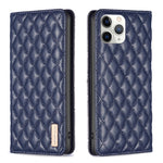 Custodia per telefono a conchiglia in pelle magnetica Diamond Lattice, For iPhone 12 / 12 Pro, For iPhone 11 Pro Max, For iPhone 11 Pro, For iPhone 11