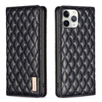 Custodia per telefono a conchiglia in pelle magnetica Diamond Lattice, For iPhone 12 / 12 Pro, For iPhone 11 Pro Max, For iPhone 11 Pro, For iPhone 11