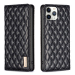 Custodia per telefono a conchiglia in pelle magnetica Diamond Lattice, For iPhone 12 / 12 Pro, For iPhone 11 Pro Max, For iPhone 11 Pro, For iPhone 11