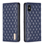 Custodia per telefono a conchiglia in pelle magnetica Diamond Lattice, For iPhone SE 2022 / SE 2020 / 8 / 7, For iPhone XS Max, For iPhone XS / X, For iPhone XR