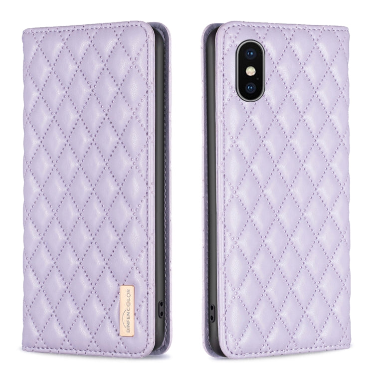 Custodia per telefono a conchiglia in pelle magnetica Diamond Lattice, For iPhone SE 2022 / SE 2020 / 8 / 7, For iPhone XS Max, For iPhone XS / X, For iPhone XR