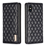 Custodia per telefono a conchiglia in pelle magnetica Diamond Lattice, For iPhone SE 2022 / SE 2020 / 8 / 7, For iPhone XS Max, For iPhone XS / X, For iPhone XR