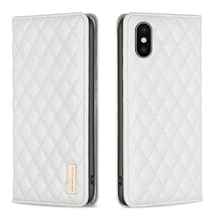 Custodia per telefono a conchiglia in pelle magnetica Diamond Lattice, For iPhone SE 2022 / SE 2020 / 8 / 7, For iPhone XS Max, For iPhone XS / X, For iPhone XR
