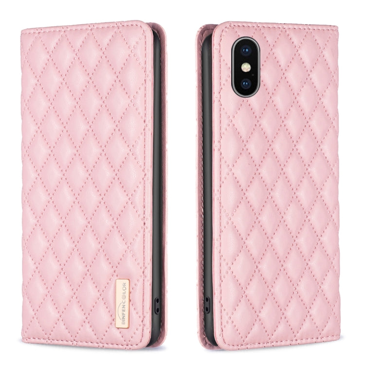 Custodia per telefono a conchiglia in pelle magnetica Diamond Lattice, For iPhone SE 2022 / SE 2020 / 8 / 7, For iPhone XS Max, For iPhone XS / X, For iPhone XR