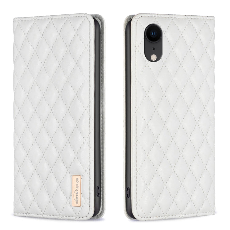 Custodia per telefono a conchiglia in pelle magnetica Diamond Lattice, For iPhone SE 2022 / SE 2020 / 8 / 7, For iPhone XS Max, For iPhone XS / X, For iPhone XR