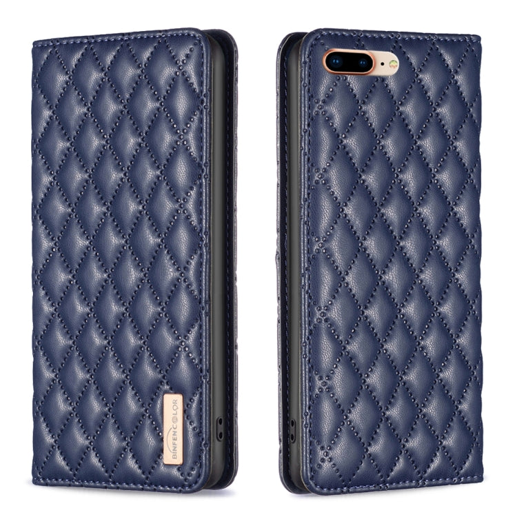 Custodia per telefono a conchiglia in pelle magnetica Diamond Lattice, For iPhone 8 Plus / 7 Plus