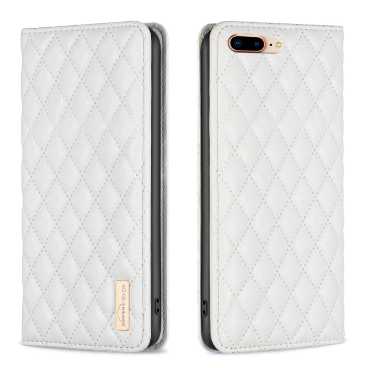 Custodia per telefono a conchiglia in pelle magnetica Diamond Lattice, For iPhone 8 Plus / 7 Plus