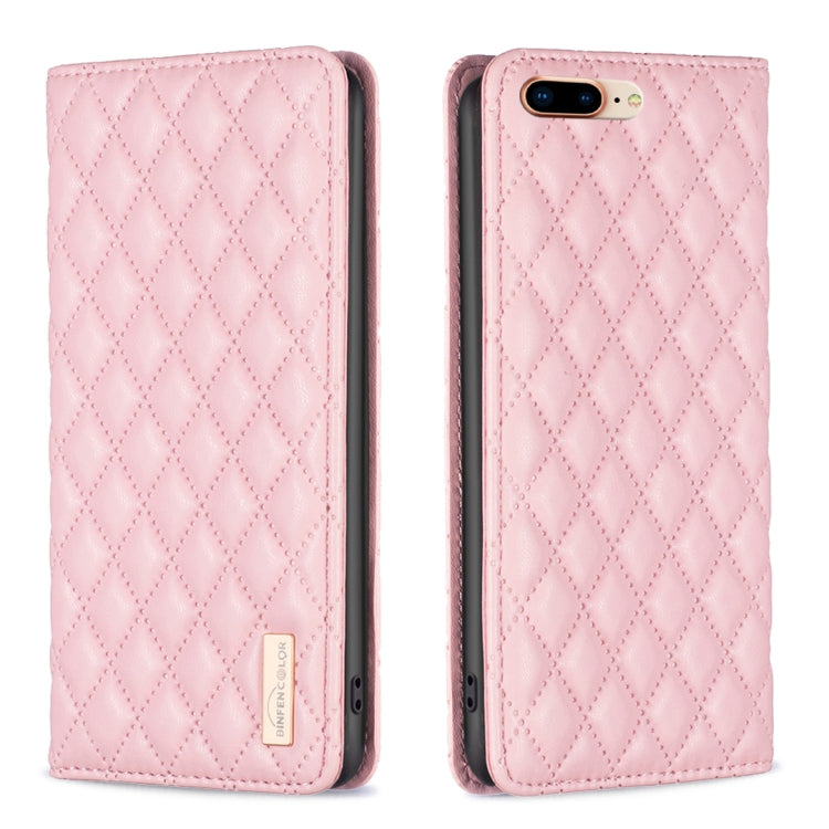 Custodia per telefono a conchiglia in pelle magnetica Diamond Lattice, For iPhone 8 Plus / 7 Plus