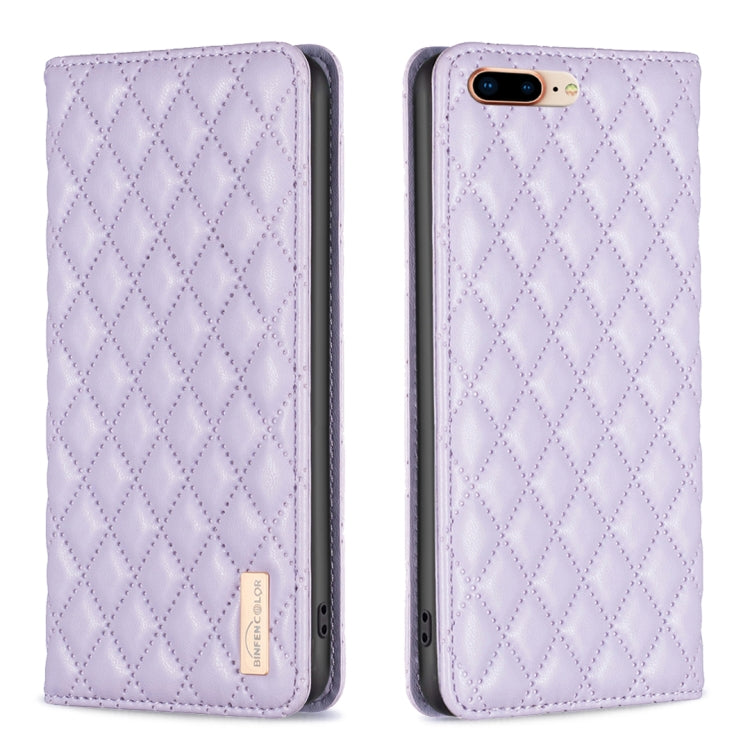 Custodia per telefono a conchiglia in pelle magnetica Diamond Lattice, For iPhone 8 Plus / 7 Plus