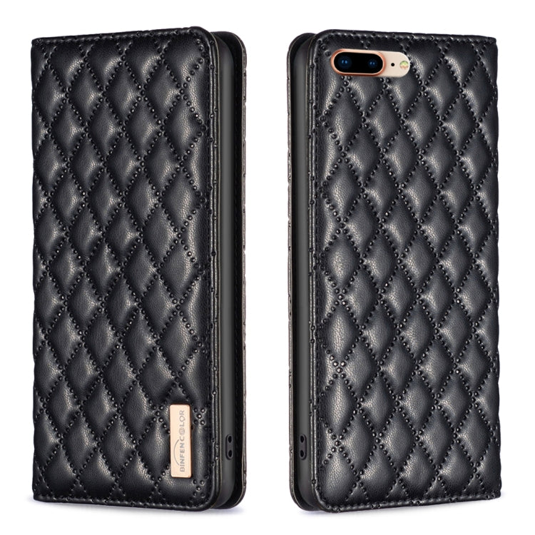 Custodia per telefono a conchiglia in pelle magnetica Diamond Lattice, For iPhone 8 Plus / 7 Plus