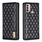 Custodia per telefono a conchiglia in pelle magnetica Diamond Lattice, For Motorola Moto E30 / E40, For Motorola Moto E32 4G, For Motorola Moto G22, For Motorola Moto G31 / G41