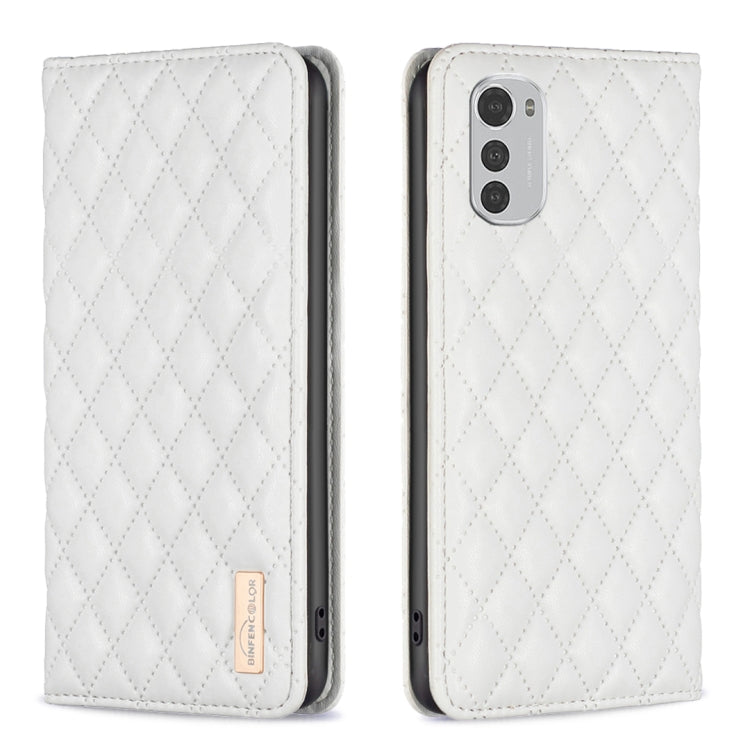 Custodia per telefono a conchiglia in pelle magnetica Diamond Lattice, For Motorola Moto E30 / E40, For Motorola Moto E32 4G, For Motorola Moto G22, For Motorola Moto G31 / G41
