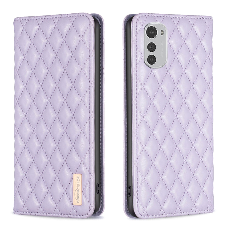 Custodia per telefono a conchiglia in pelle magnetica Diamond Lattice, For Motorola Moto E30 / E40, For Motorola Moto E32 4G, For Motorola Moto G22, For Motorola Moto G31 / G41