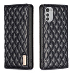 Custodia per telefono a conchiglia in pelle magnetica Diamond Lattice, For Motorola Moto E30 / E40, For Motorola Moto E32 4G, For Motorola Moto G22, For Motorola Moto G31 / G41