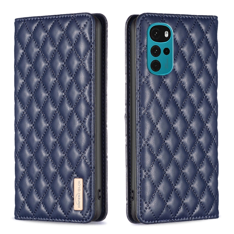 Custodia per telefono a conchiglia in pelle magnetica Diamond Lattice, For Motorola Moto E30 / E40, For Motorola Moto E32 4G, For Motorola Moto G22, For Motorola Moto G31 / G41