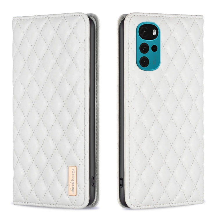 Custodia per telefono a conchiglia in pelle magnetica Diamond Lattice, For Motorola Moto E30 / E40, For Motorola Moto E32 4G, For Motorola Moto G22, For Motorola Moto G31 / G41