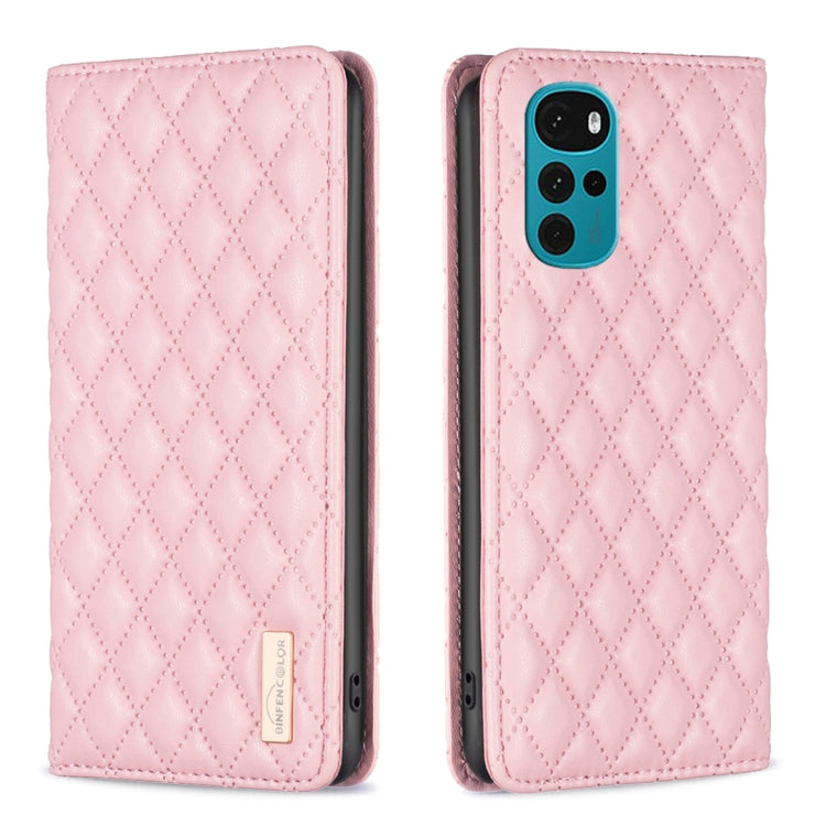 Custodia per telefono a conchiglia in pelle magnetica Diamond Lattice, For Motorola Moto E30 / E40, For Motorola Moto E32 4G, For Motorola Moto G22, For Motorola Moto G31 / G41