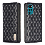 Custodia per telefono a conchiglia in pelle magnetica Diamond Lattice, For Motorola Moto E30 / E40, For Motorola Moto E32 4G, For Motorola Moto G22, For Motorola Moto G31 / G41