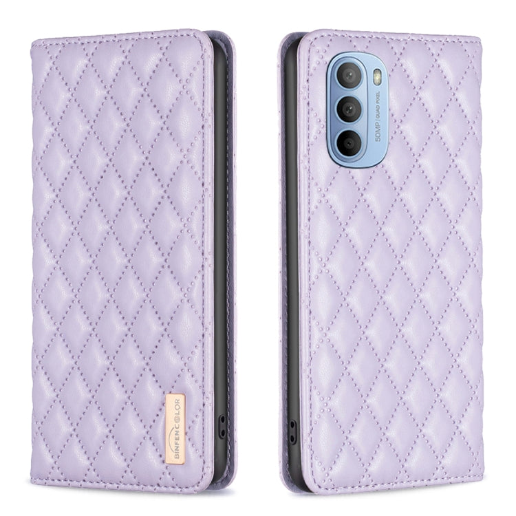 Custodia per telefono a conchiglia in pelle magnetica Diamond Lattice, For Motorola Moto E30 / E40, For Motorola Moto E32 4G, For Motorola Moto G22, For Motorola Moto G31 / G41