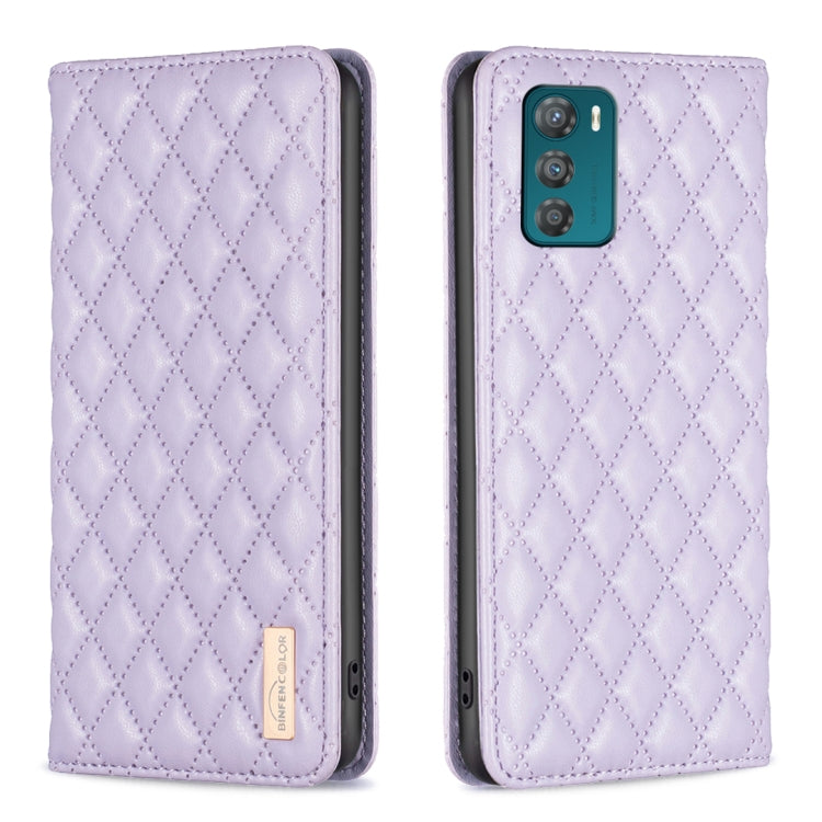 Custodia per telefono a conchiglia in pelle magnetica Diamond Lattice, For Motorola Moto G32 4G, For Motorola Moto G42, For Motorola Moto G62, For Motorola Moto G71