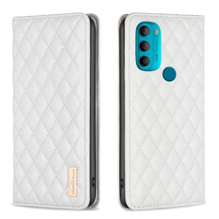 Custodia per telefono a conchiglia in pelle magnetica Diamond Lattice, For Motorola Moto G32 4G, For Motorola Moto G42, For Motorola Moto G62, For Motorola Moto G71