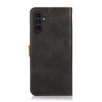 KHAZNEH Custodia per telefono in pelle a conchiglia in pelle bovina bicolore, For Samsung Galaxy A14 5G