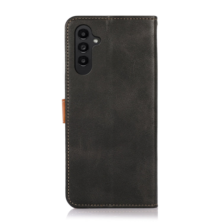 KHAZNEH Custodia per telefono in pelle a conchiglia in pelle bovina bicolore, For Samsung Galaxy A14 5G