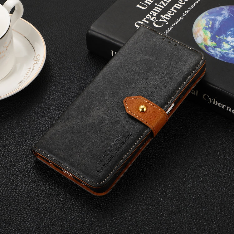 KHAZNEH Custodia per telefono in pelle a conchiglia in pelle bovina bicolore, For Samsung Galaxy A14 5G