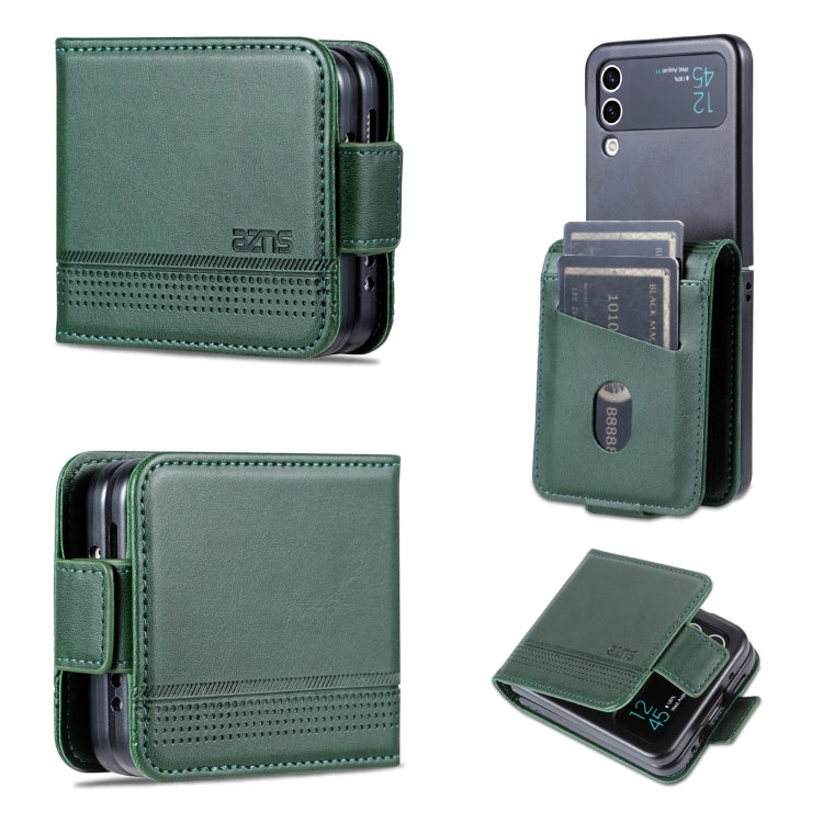 AZNS Custodia per telefono in pelle a conchiglia con struttura in vitello magnetico, For Samsung Galaxy Z Flip4 5G, For Samsung Galaxy Z Flip3 5G