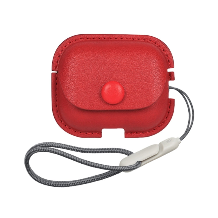 Custodia protettiva per auricolari in pelle PU Litchi Texture con cordino, For AirPods Pro 2 with Lanyard