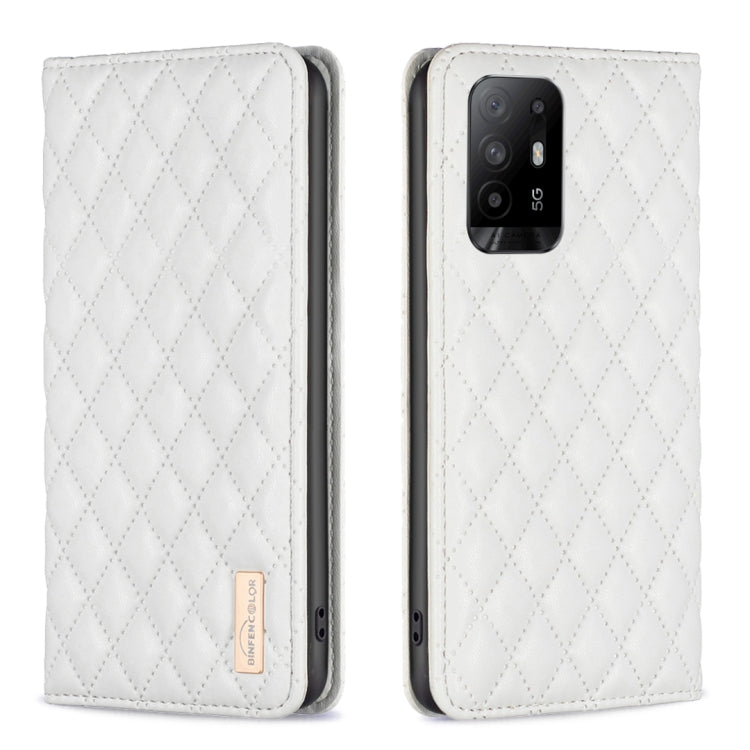 Custodia per telefono a conchiglia in pelle magnetica Diamond Lattice, For OPPO A94 5G / F19 Pro+, For OPPO A96 5G / Reno7 Z, For OPPO Find X5 Pro, For OPPO Find X5
