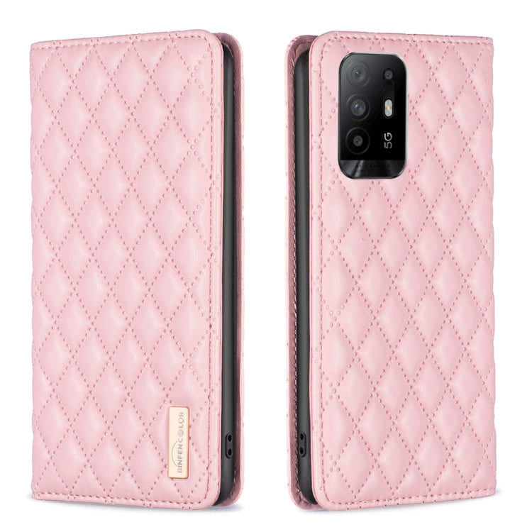 Custodia per telefono a conchiglia in pelle magnetica Diamond Lattice, For OPPO A94 5G / F19 Pro+, For OPPO A96 5G / Reno7 Z, For OPPO Find X5 Pro, For OPPO Find X5