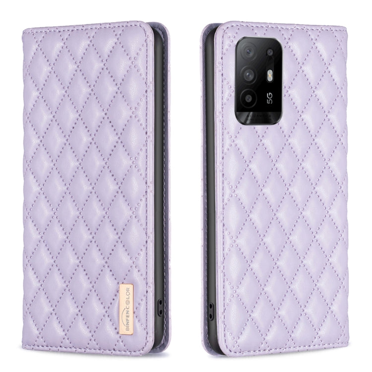 Custodia per telefono a conchiglia in pelle magnetica Diamond Lattice, For OPPO A94 5G / F19 Pro+, For OPPO A96 5G / Reno7 Z, For OPPO Find X5 Pro, For OPPO Find X5