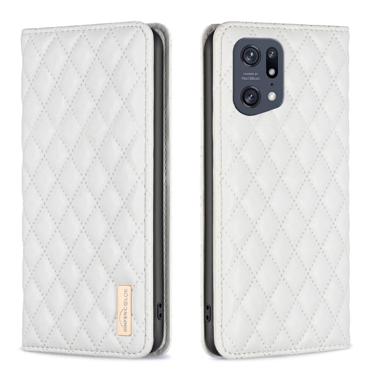 Custodia per telefono a conchiglia in pelle magnetica Diamond Lattice, For OPPO A94 5G / F19 Pro+, For OPPO A96 5G / Reno7 Z, For OPPO Find X5 Pro, For OPPO Find X5