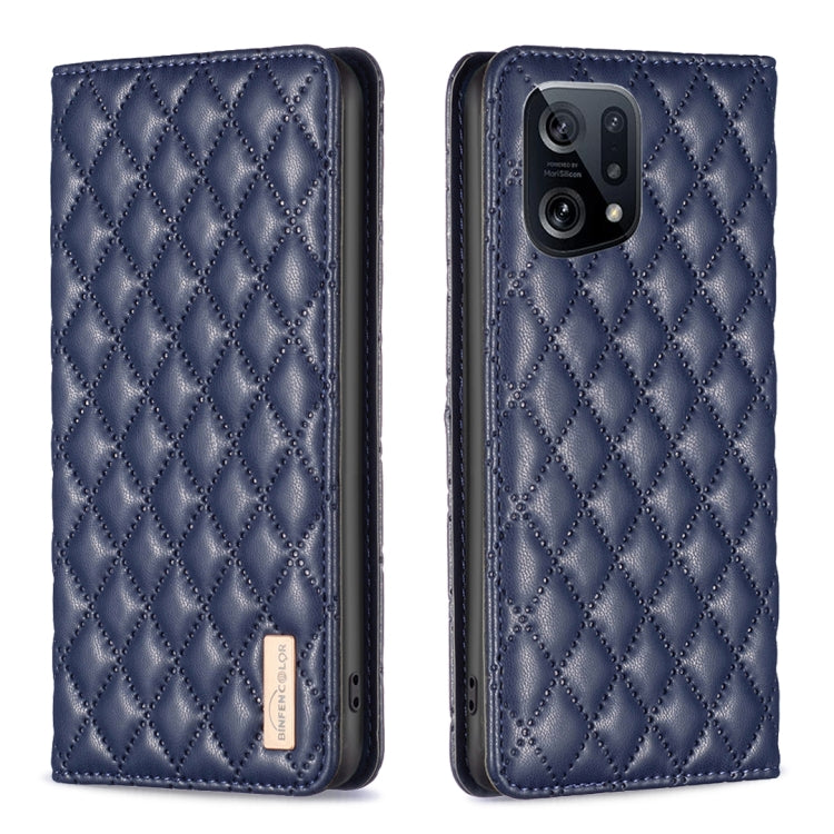 Custodia per telefono a conchiglia in pelle magnetica Diamond Lattice, For OPPO A94 5G / F19 Pro+, For OPPO A96 5G / Reno7 Z, For OPPO Find X5 Pro, For OPPO Find X5