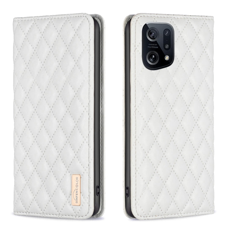 Custodia per telefono a conchiglia in pelle magnetica Diamond Lattice, For OPPO A94 5G / F19 Pro+, For OPPO A96 5G / Reno7 Z, For OPPO Find X5 Pro, For OPPO Find X5