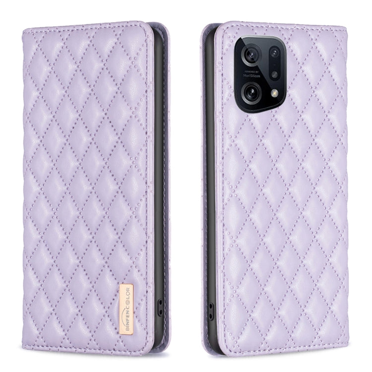 Custodia per telefono a conchiglia in pelle magnetica Diamond Lattice, For OPPO A94 5G / F19 Pro+, For OPPO A96 5G / Reno7 Z, For OPPO Find X5 Pro, For OPPO Find X5