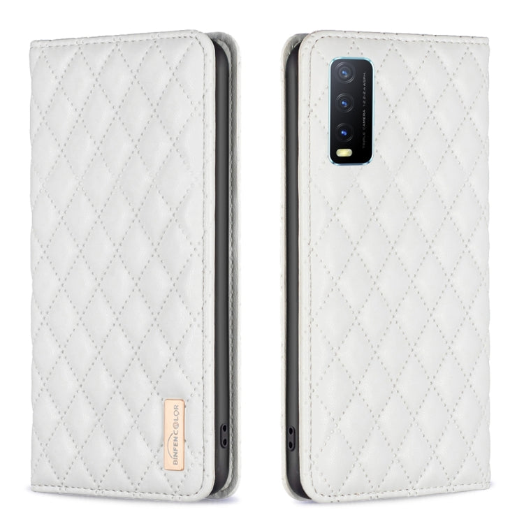 Custodia per telefono a conchiglia in pelle magnetica Diamond Lattice, For vivo Y20, For vivo Y21s / Y21 / Y33s, For vivo Y35 4G / Y22s, For vivo Y51 2020 / Y51a / Y51s