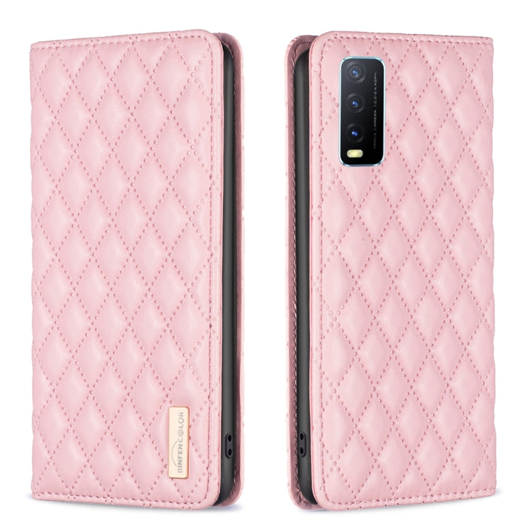 Custodia per telefono a conchiglia in pelle magnetica Diamond Lattice, For vivo Y20, For vivo Y21s / Y21 / Y33s, For vivo Y35 4G / Y22s, For vivo Y51 2020 / Y51a / Y51s